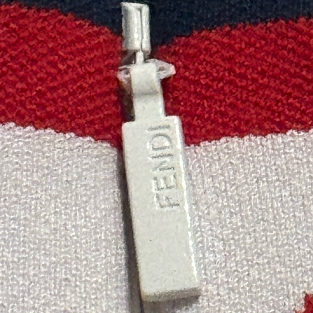 FENDI Mania Peated Midi Skirt Red Blue White Silk Blend Size XXS Designer Luxury - Picture 5 of 13